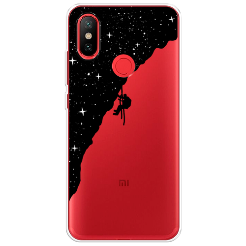 Силиконовый чехол на Xiaomi Mi A2 / Сяоми Ми А2 Скалолаз в космосе, прозрачный