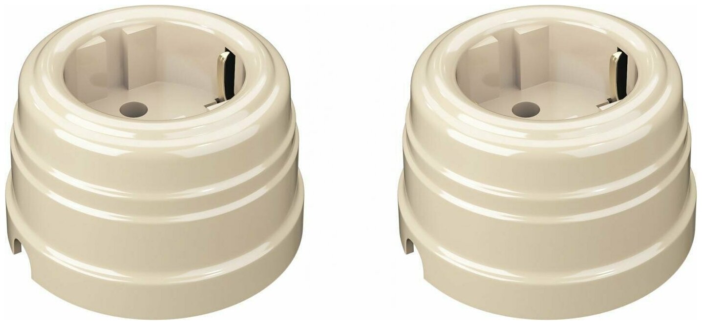 Розетка Мезонинъ Усадьба с заземлением слоновая кость для открытой проводки  комплект из 2 шт 