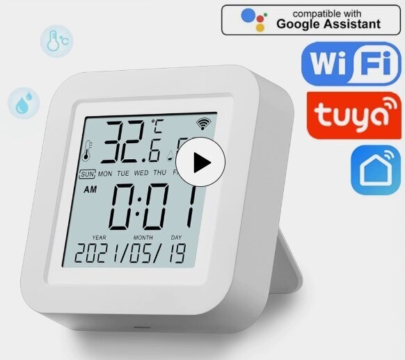 Умный датчик температуры и влажности Wi-Fi Tuya для умного дома с дистанционным управлением белый. работает без шлюза