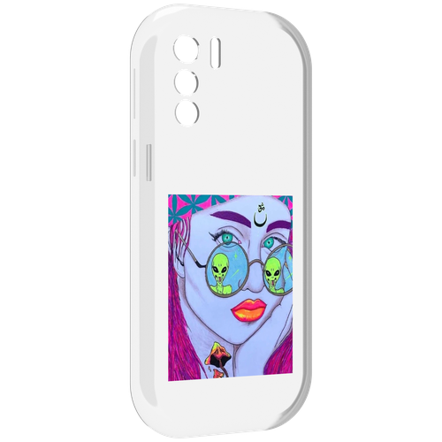 Чехол MyPads девушка с инопланетянами в очках женский для UleFone Note 13P задняя-панель-накладка-бампер