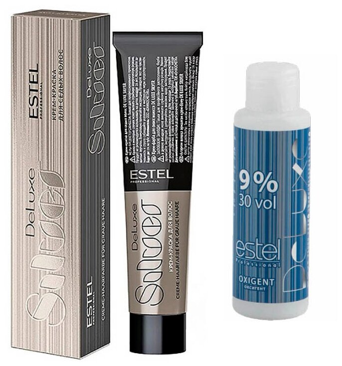 фото ESTEL De Luxe silver крем-краска для седых волос + оксигент De Luxe 9% 60 мл