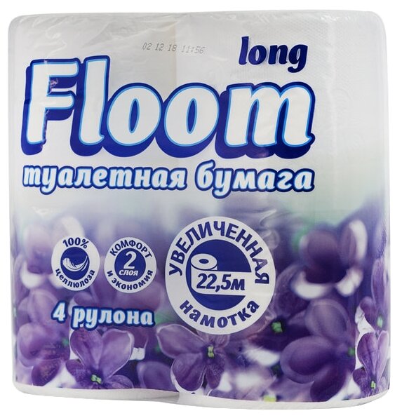 Туалетная бумага Floom Long двухслойная белая