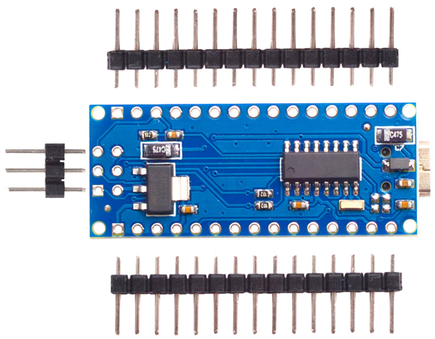 Контроллер Arduino NANO V3.0 Atmega328 CH340 Type-C (пины не припаяны)