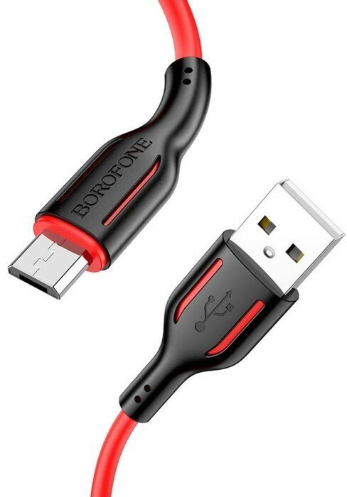 Кабель Borofone BX63 microUSB - USB 2.4 А 1 м TPE оплётка красный