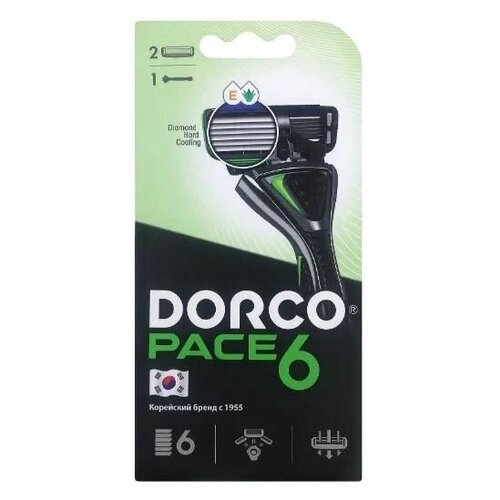 Dorco PACE 6 Станок бритвенный мужской с 6 лезвиями + 1 сменный картридж