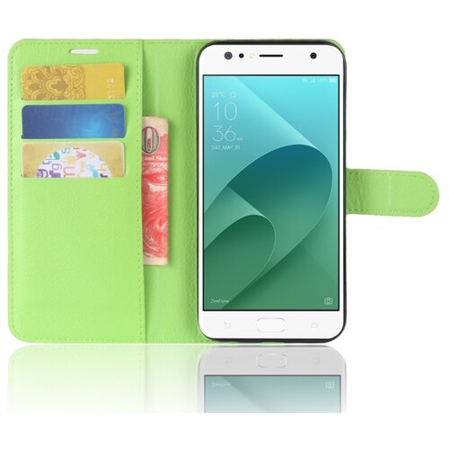 фото Чехол-книжка mypads для asus zenfone 4 selfie zd553kl с мульти-подставкой застёжкой и визитницей зеленый