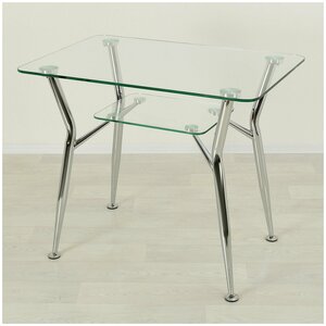 Стеклянный стол для кухни Квадро 10 прозрачный/хром (1200х700 мм)