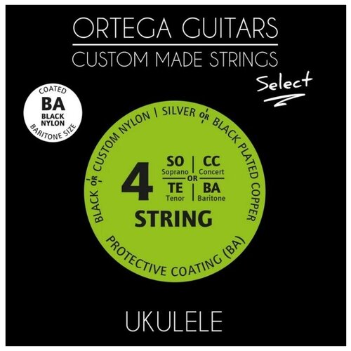 укулеле сопранино ortega k1 org UKS-BA Select Комплект струн для укулеле баритон, с покрытием, Ortega