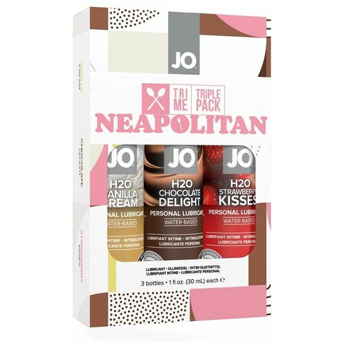 System JO Подарочный набор из 3 вкусовых лубрикантов Neapolitan масло смазка jo h2o chocolate delight 120 мл цветочный 1 шт