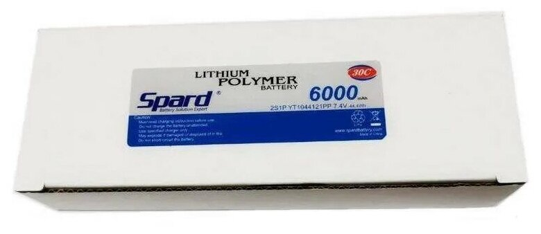 Аккумулятор Li-Po Spard 6000mAh, 7,4V, 30C, T‐plug для Remo Hobby и Himoto 1/10, 1/8