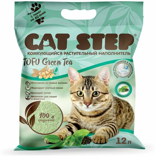 Комкующийся наполнитель Cat Step Tofu Green Tea, 12л, 1 шт. prisco tofu cat litters set of 4 packs scents green tea lavender original charcoal