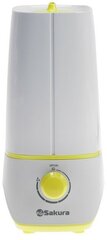 Увлажнитель воздуха Sakura SA-0609WBL, ультразвуковой, 18 Вт, 2 л, до 18 м2, бело-жёлтый