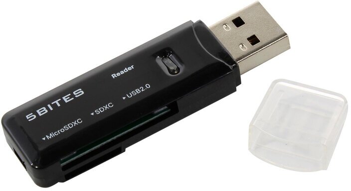 Кардридер 5bites RE2-100BK USB 2.0 SD, microSD