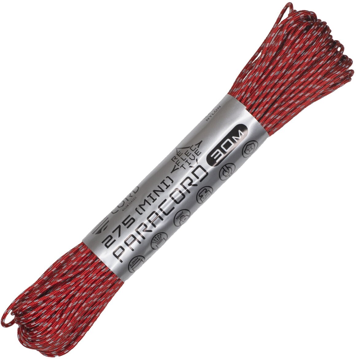 Паракорд 275 CORD RUS 30м 2мм светоотражающий RED