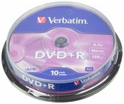 Диск DVD+R 4.7GB VERBATIM 16X туба по 10 шт цена за уп. 43498