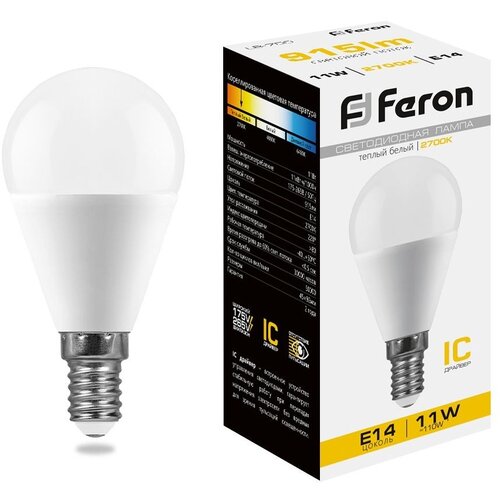 Лампа светодиодная Feron LB-750 Шарик E14 11W 2700K