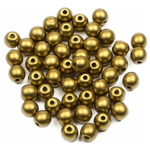 Стеклянные чешские бусины, круглые, Round Beads, 3 мм, цвет Alabaster Metallic Olivine, 50 шт.