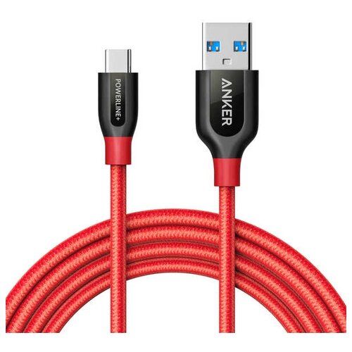 Кабель ANKER PowerLine+ USB - USB Type-C (A8169), 1.8 м, 1 шт., красный