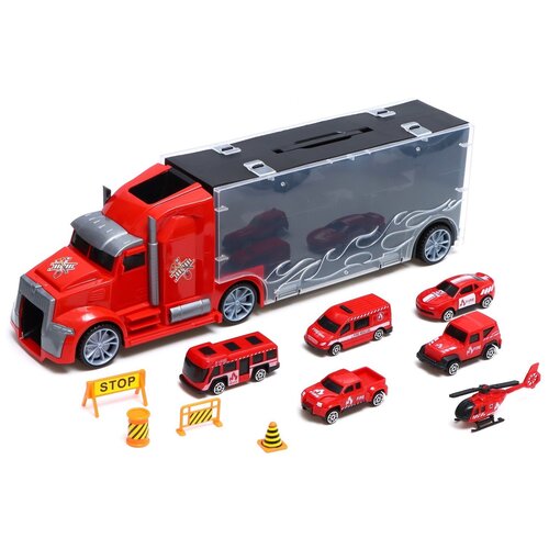 Jin Jia Toys Fire Truck, 7695400, красный/черный fire engine toys engineering vehicles fire truck fire ladder climbing car maintenance truck children educational toys gifts