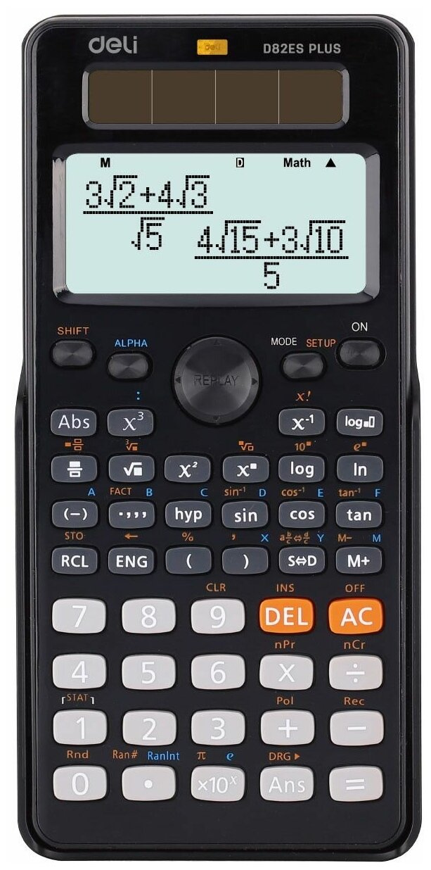 Калькулятор научный Deli ED82ES черный 10+2-разр.