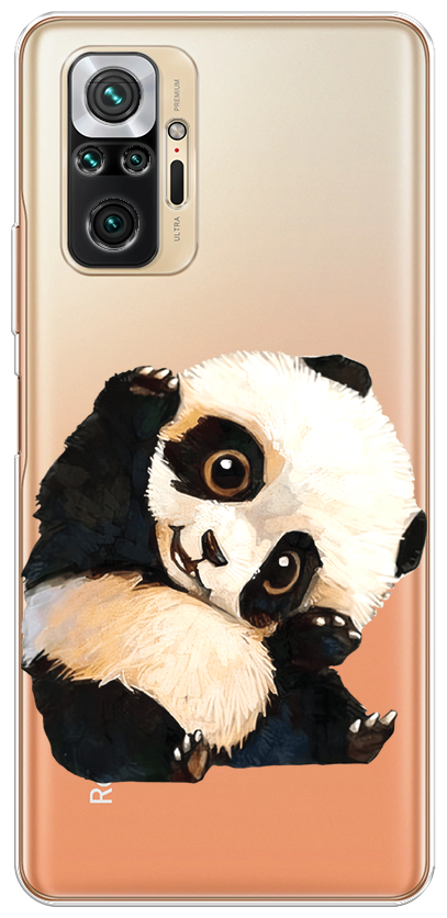 Силиконовый чехол на Xiaomi Redmi Note 10 Pro / Сяоми Редми Нот 10 Pro "Большеглазая панда", прозрачный