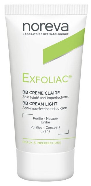 Noreva laboratories BB крем для проблемной кожи Exfoliac, 30 мл/30 г, оттенок: light