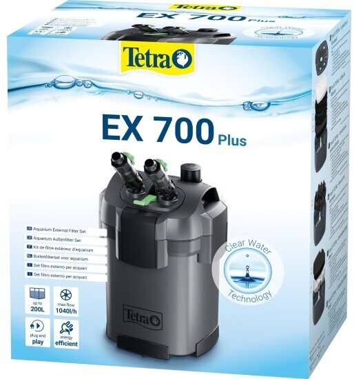 Внешний фильтр Tetra для аквариума EX700 plus, 1040л/ч, 7,5Вт, на 100-200л