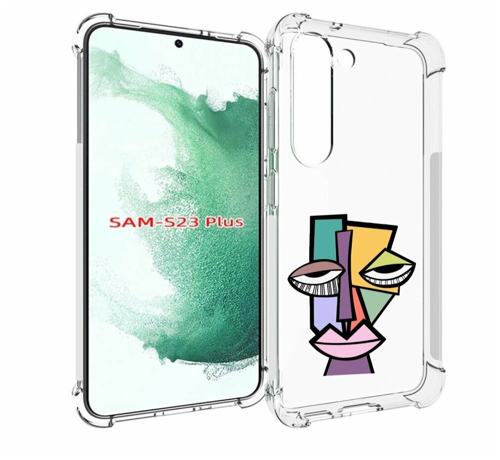 Чехол MyPads лицо из квадратиков с глазами женский для Samsung Galaxy S23 Plus + задняя-панель-накладка-бампер