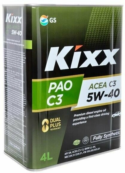 Масло моторное Kixx PAO C3 5W-40 /4л синт.