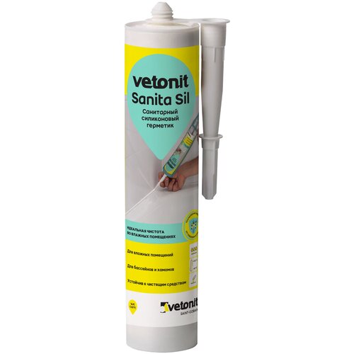 Санитарный силиконовый герметик vetonit sanita sil 280 ml прозрачный