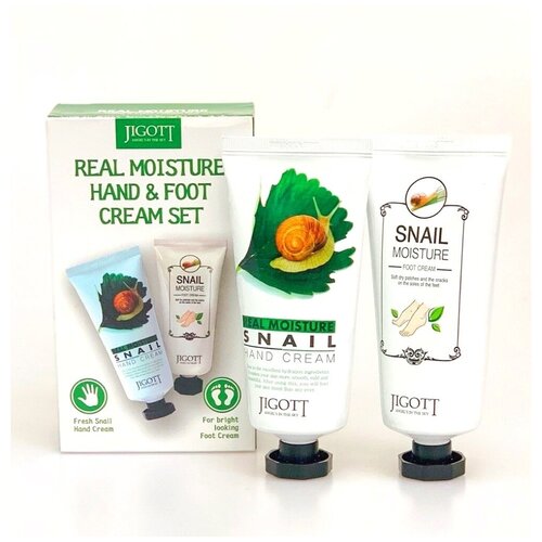 Jigott Набор увлажняющих кремов для рук и ног real moisture snail hand&foot cream set