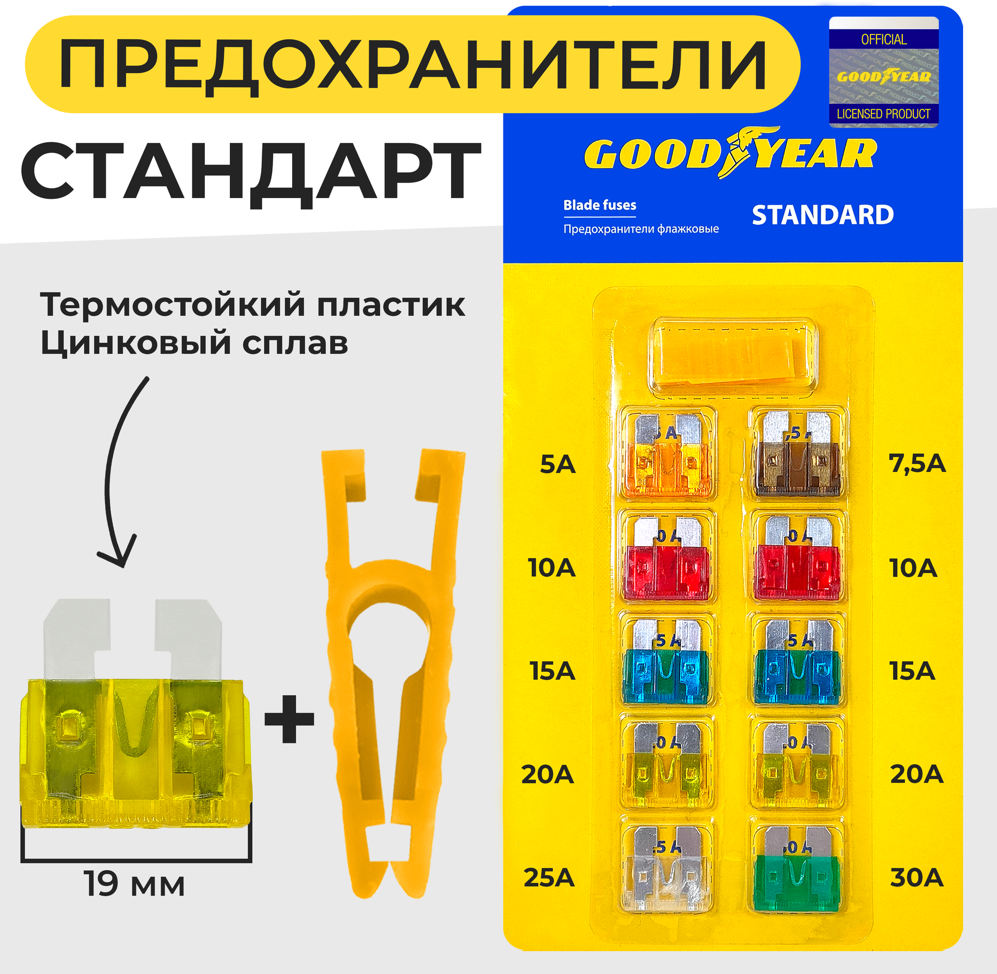 Предохранитель флажковый GOODYEAR стандарт 5-30а 10 шт - фото №12