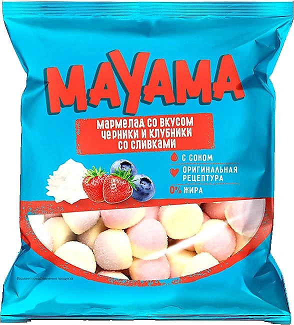 "Маяма", мармелад жевательный со вкусами клубники и черники со сливками, 70 г