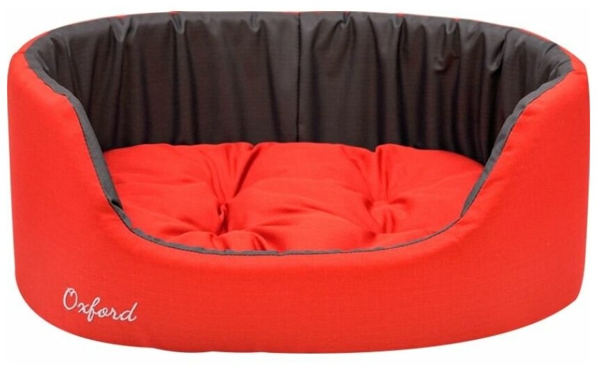 Лежанка «Oxford», №2 с подушкой, двухсторонняя, овальная, 49*33*17см красный/серый 758221 - фотография № 2
