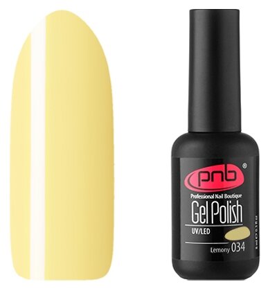 PNB Gel Polish гель-лак для покрытия маникюра ногтей глянцевый UV/LED 034 lemony 8 мл