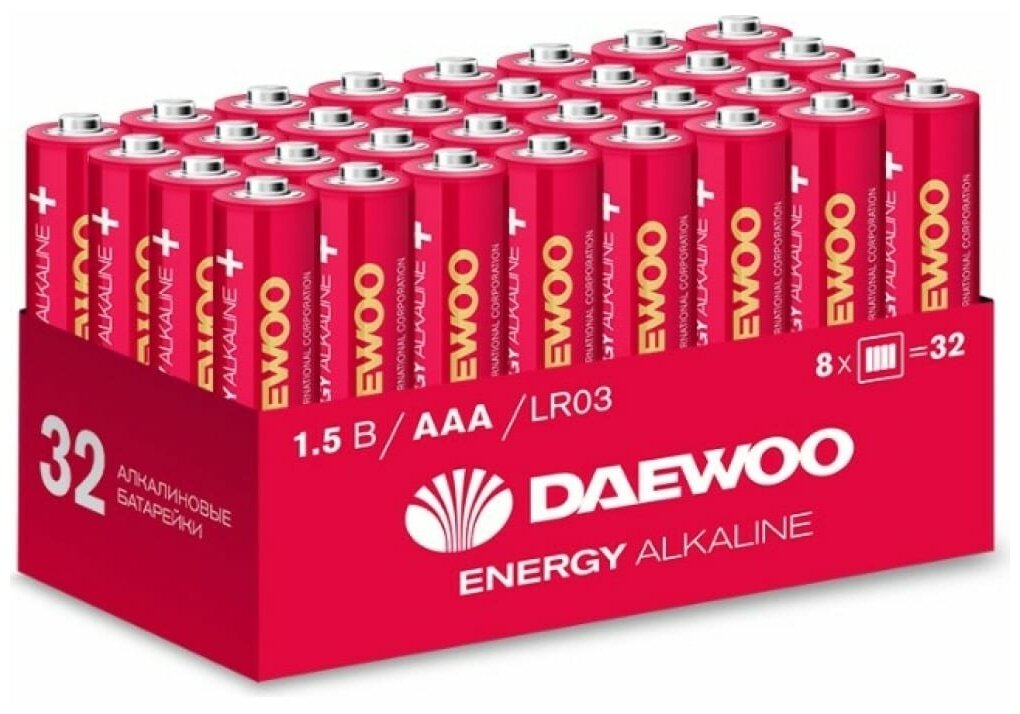 Батарейки алкалиновые DAEWOO ENERGY ALKALINE 32 шт. (LR03EA-HB32, "Мизинчиковые")