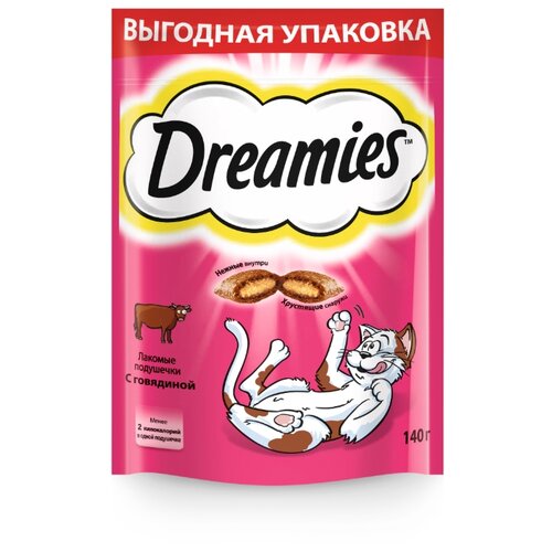 фото Лакомство для кошек Dreamies Подушечки с говядиной, 140г