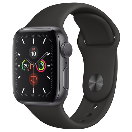 фото Умные часы apple watch series 5 gps + cellular 44мм aluminum case with sport band, серый космос/черный