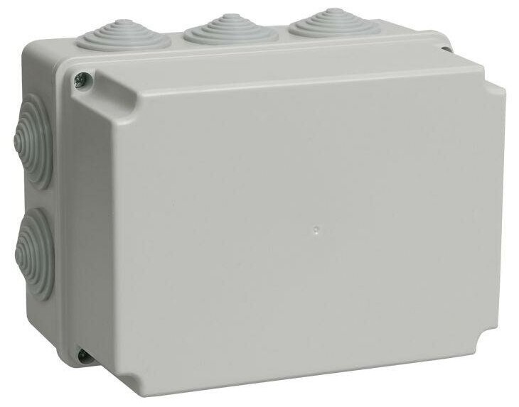 UKO10-190-140-120-K41-44 Коробка КМ41245 распаячная для о-п 190х140х120мм IP44 (RAL7035 10 гермовводов) Упаковка (12 шт.) IEK - фото №1