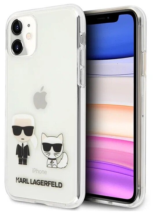 Lagerfeld для iPhone 11 чехол PC/TPU collection Karl Iconik & Choupette Hard Transp