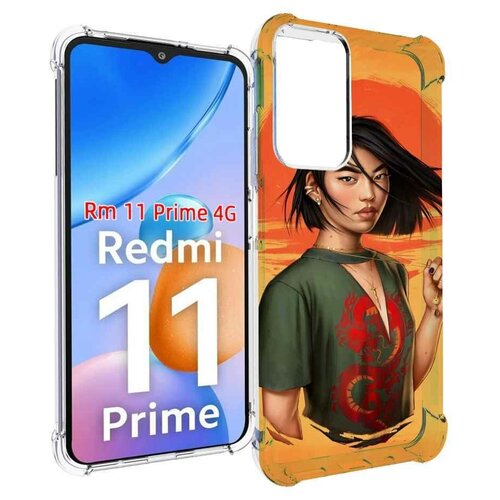 Чехол MyPads девушка-в-оранжевом-фоне женский для Xiaomi Redmi 11 Prime 4G задняя-панель-накладка-бампер