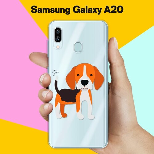 Силиконовый чехол Довольный Бигль на Samsung Galaxy A20 силиконовый чехол бигль с цветами на samsung galaxy a20