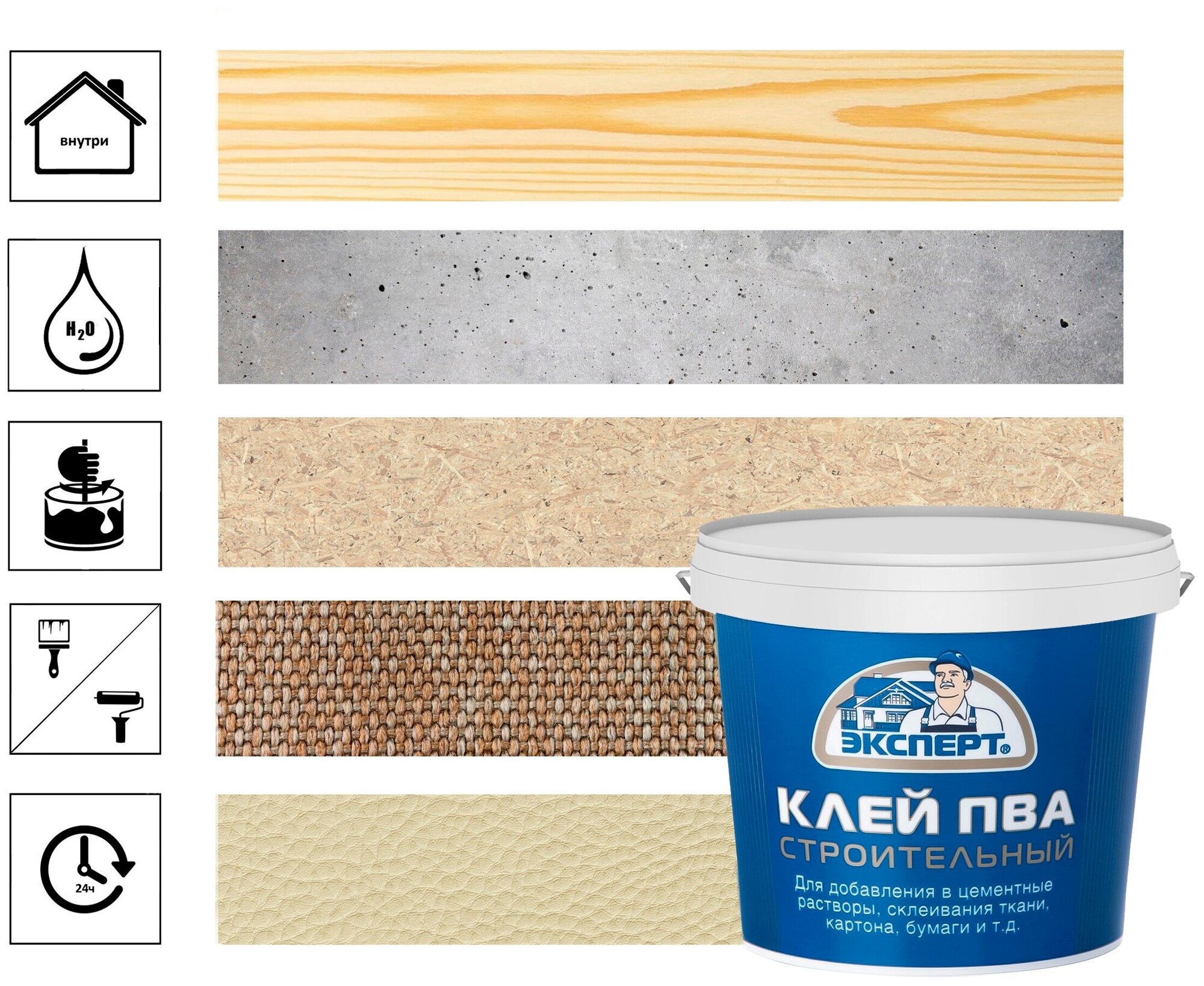 фото Строительный клей эксперт Эксперт ПВА строит. 0,9кг