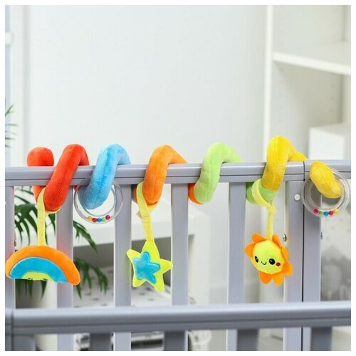 Растяжка - спираль мягкая с погремушкой на кроваткуколяску Маленькое счастье р-р 24-84 2184₽