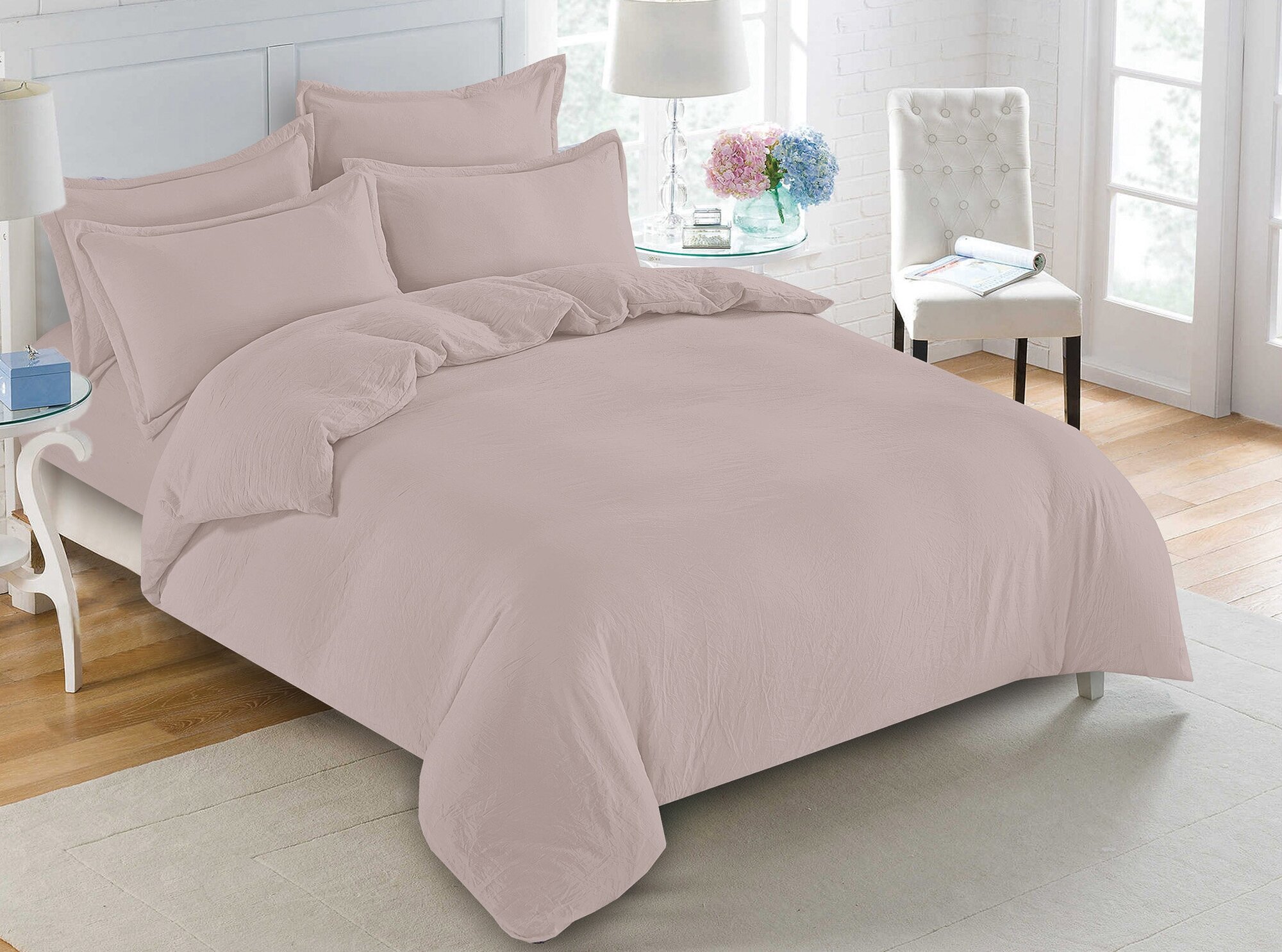Комплект постельного белья Павлина Luxury 2-спальный (М254) Пудровый - фотография № 1