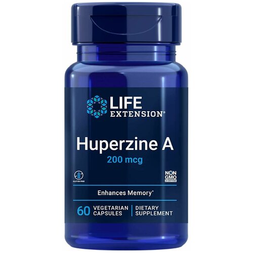 Гуперзин А 200мкг (Huperzine A) Life Extension, 60 капсул / Добавка для мозга, памяти, внимания / Для взрослых, мужчин и женщин