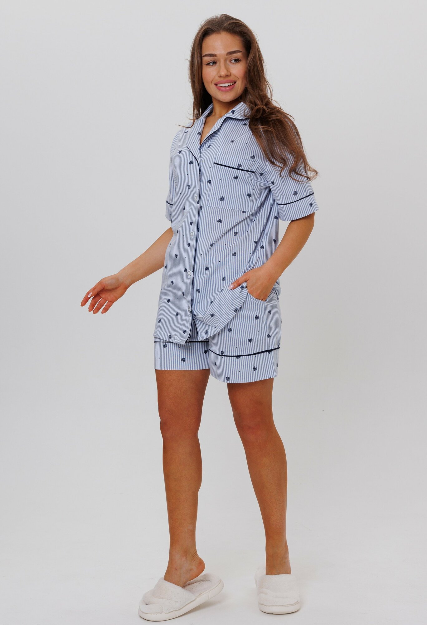 Пижама женская: рубашка + шорты Modellini 1770, размер 44 - фотография № 4
