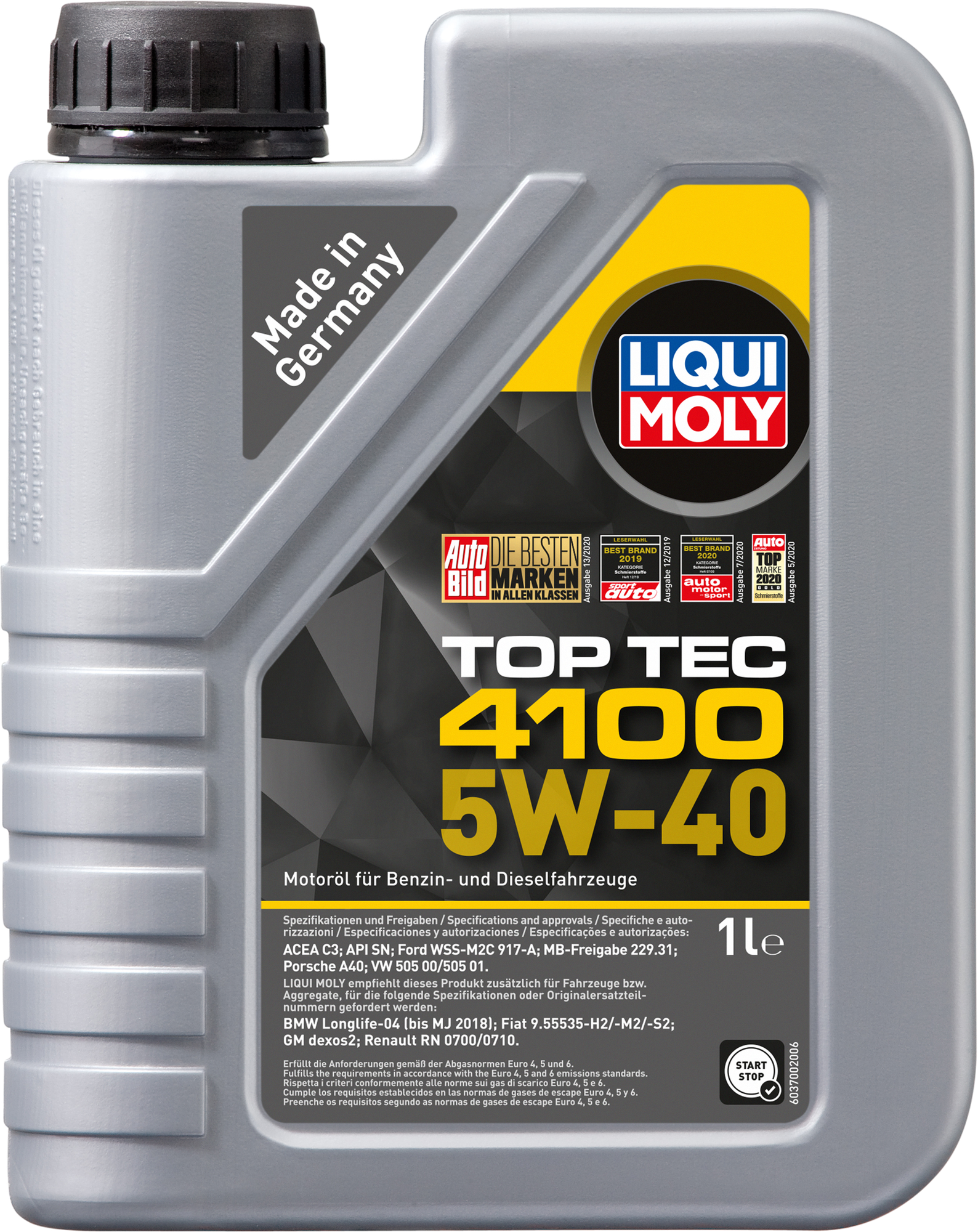 7500 LIQUI MOLY Top Tec 4100 5W-40 - 1 л. - масло моторное