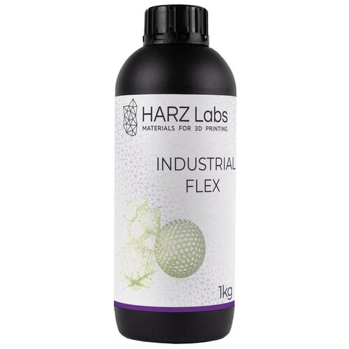 Фотополимер для 3D принтера, HARZ Labs Industrial Flex LCD/DLP, прозрачный, 1 кг фотополимерная смола harz labs industrial pp like черный 500 гр