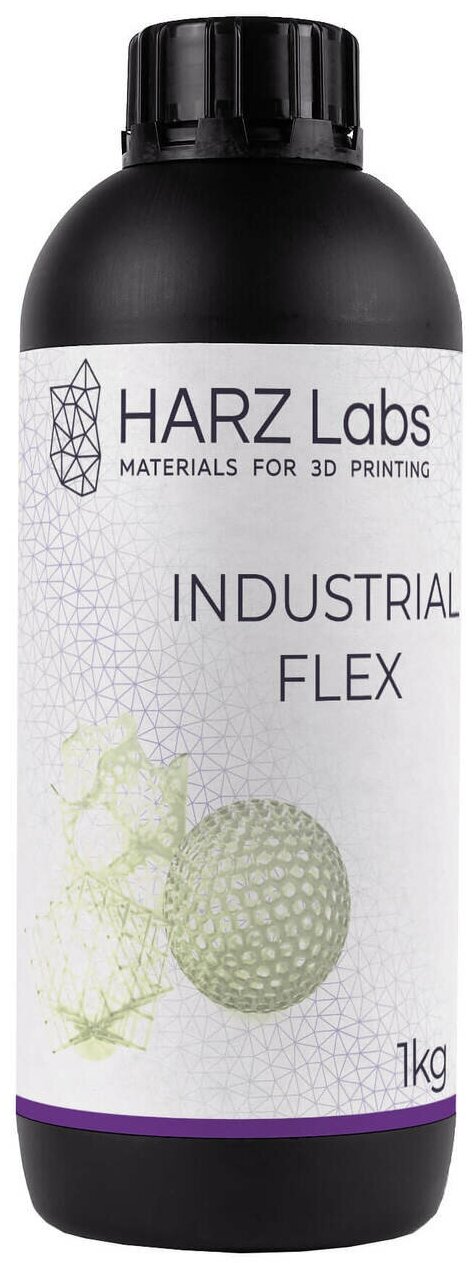 Фотополимер для 3D принтера, HARZ Labs Industrial Flex LCD/DLP, прозрачный, 1 кг